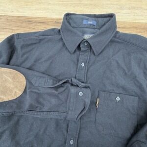 MINT Pendleton Trail Shirt Mens Large Black Virgin Wool Suede Elbow Patches